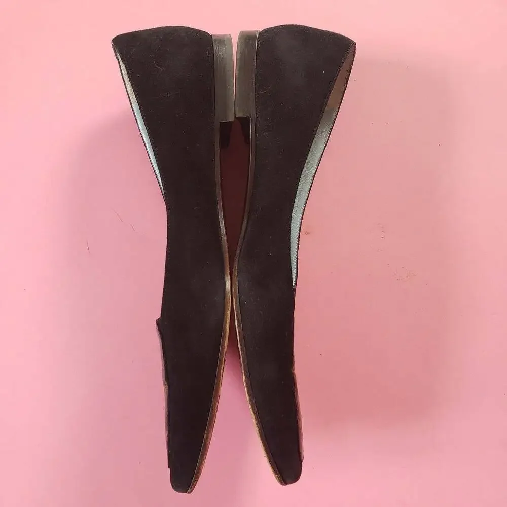 Franco Fieramosca Women’s Suede Croc Embossed Pointed Toe Flat